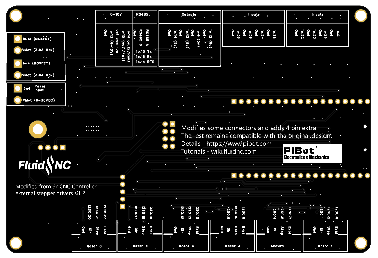 PiBot FluidNC GRBL Laser CNC Controller V4.7B bottom